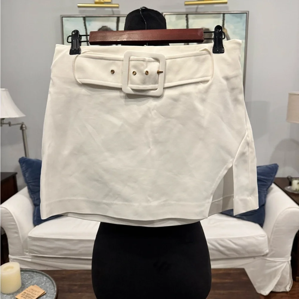 Ramy Brook Ivory Belted Jones Mini Skirt. Size 4. NWT - Picture 3 of 5